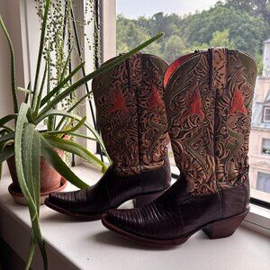 FRYE Exceptional Vintage Hand-Tooled Cowboy Western Boots - 7B